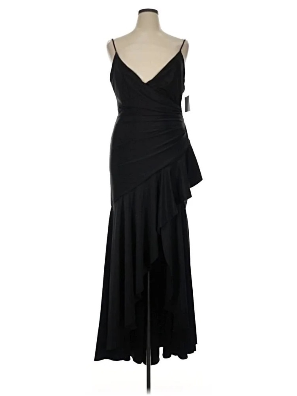 Flattering Black Draped Evening Gown